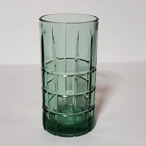 Anchor Hocking Glass Tumbler Tartan Green Vintage